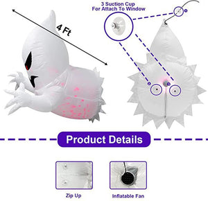 1.4m Halloween Inflatable Ghost Horror Window Ghost Foldable Glowing Balloon Outdoor Courtyard Garden Decoration Fun Party Tool acacuss
