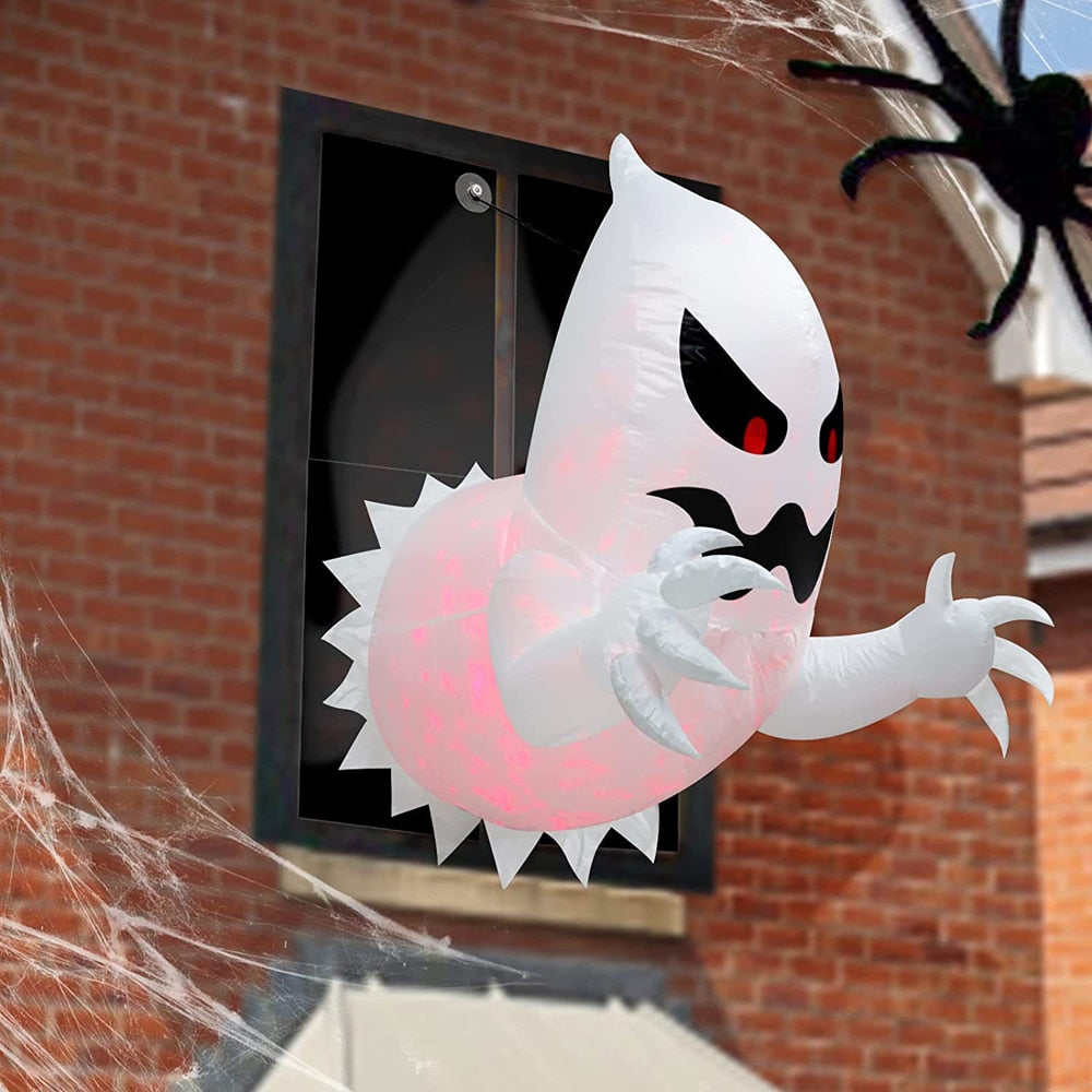 1.4m Halloween Inflatable Ghost Horror Window Ghost Foldable Glowing Balloon Outdoor Courtyard Garden Decoration Fun Party Tool acacuss