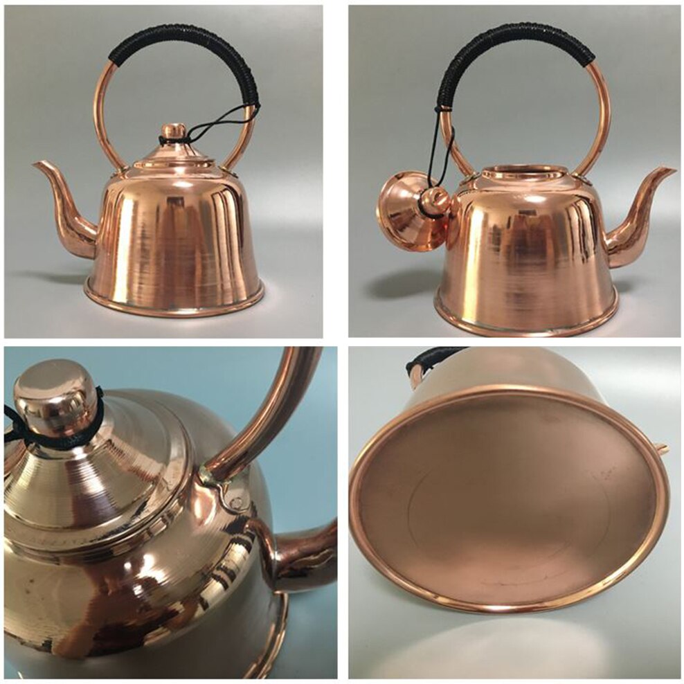 1.5L Pure Copper Teapot Thickened Red Copper Brass Boiling Kettle Anti-Scald Milk Tea Pot Vintage Copper Tea Set For Home acacuss