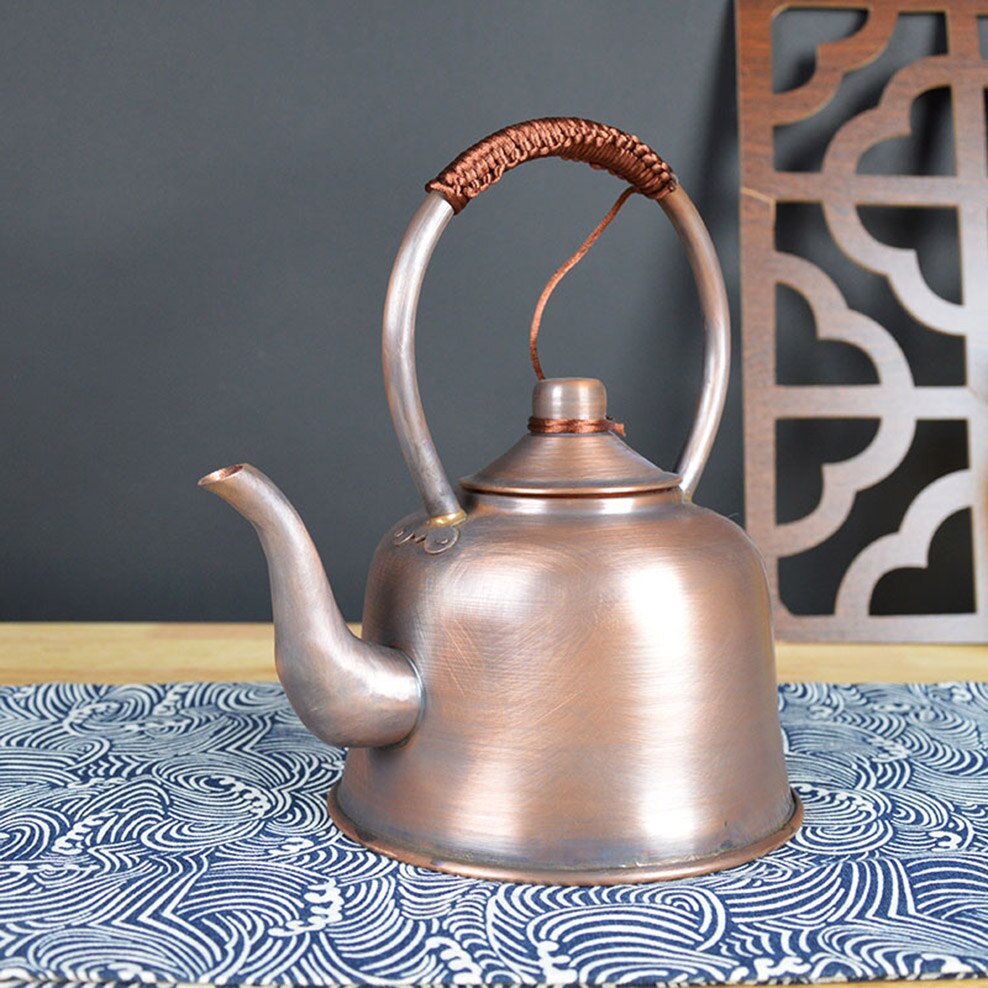 1.5L Pure Copper Teapot Thickened Red Copper Brass Boiling Kettle Anti-Scald Milk Tea Pot Vintage Copper Tea Set For Home acacuss