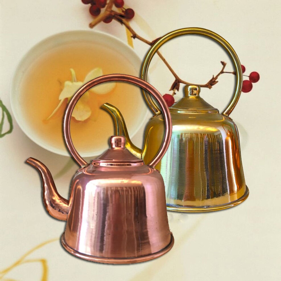 1.5L Pure Copper Teapot Thickened Red Copper Brass Boiling Kettle Anti-Scald Milk Tea Pot Vintage Copper Tea Set For Home acacuss