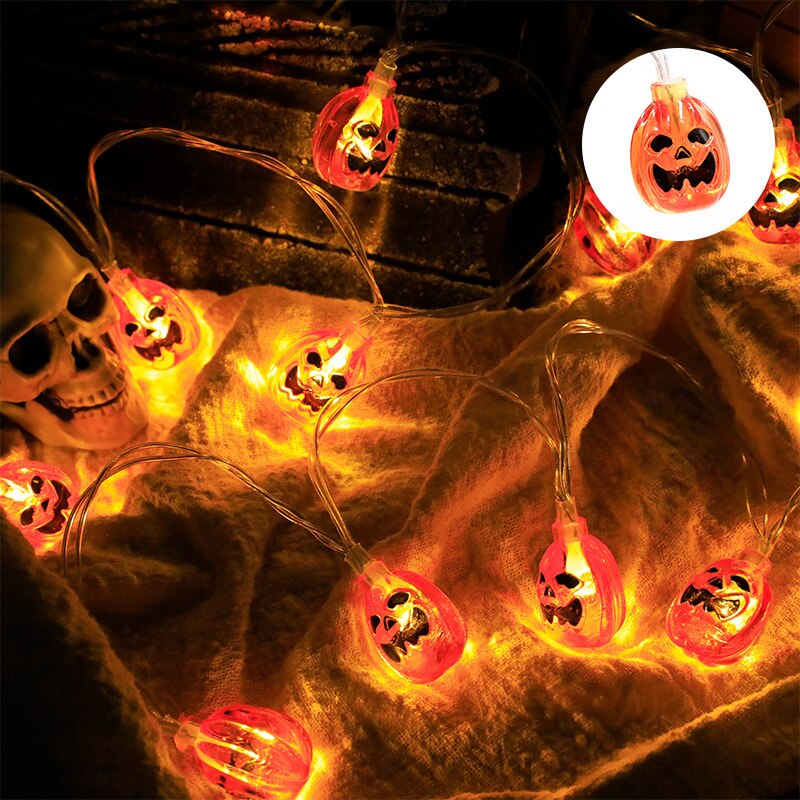 1.5m Halloween Led Skull Lights String Bat Tombstone Ghost Pumpkin Ornaments Tree Halloween Decoration for Home DIY Party Decor acacuss