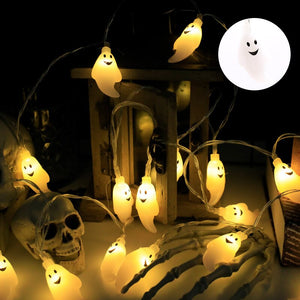1.5m Halloween Led Skull Lights String Bat Tombstone Ghost Pumpkin Ornaments Tree Halloween Decoration for Home DIY Party Decor acacuss