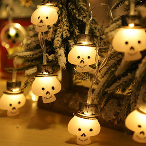 1.5m Halloween Led Skull Lights String Bat Tombstone Ghost Pumpkin Ornaments Tree Halloween Decoration for Home DIY Party Decor acacuss
