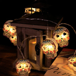 1.5m Halloween Led Skull Lights String Bat Tombstone Ghost Pumpkin Ornaments Tree Halloween Decoration for Home DIY Party Decor acacuss