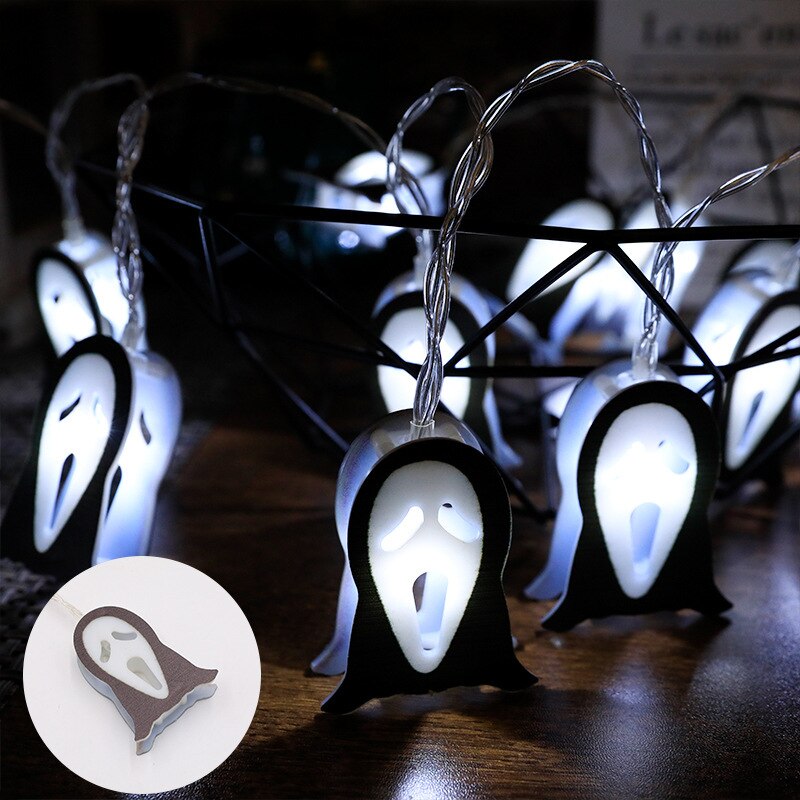 1.5m Halloween Led Skull Lights String Bat Tombstone Ghost Pumpkin Ornaments Tree Halloween Decoration for Home DIY Party Decor acacuss