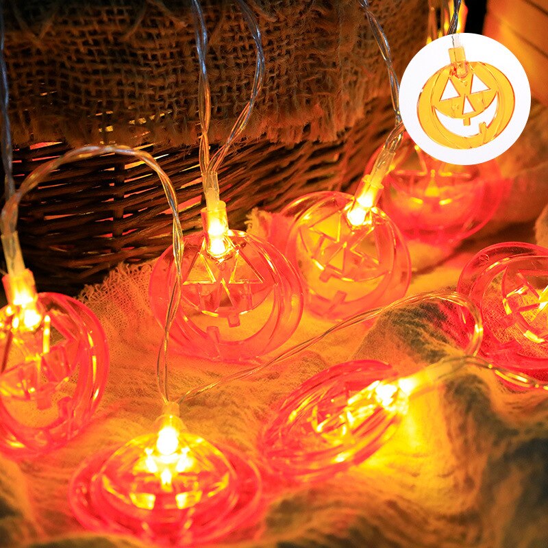 1.5m Halloween Led Skull Lights String Bat Tombstone Ghost Pumpkin Ornaments Tree Halloween Decoration for Home DIY Party Decor acacuss