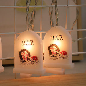 1.5m Halloween Led Skull Lights String Bat Tombstone Ghost Pumpkin Ornaments Tree Halloween Decoration for Home DIY Party Decor acacuss