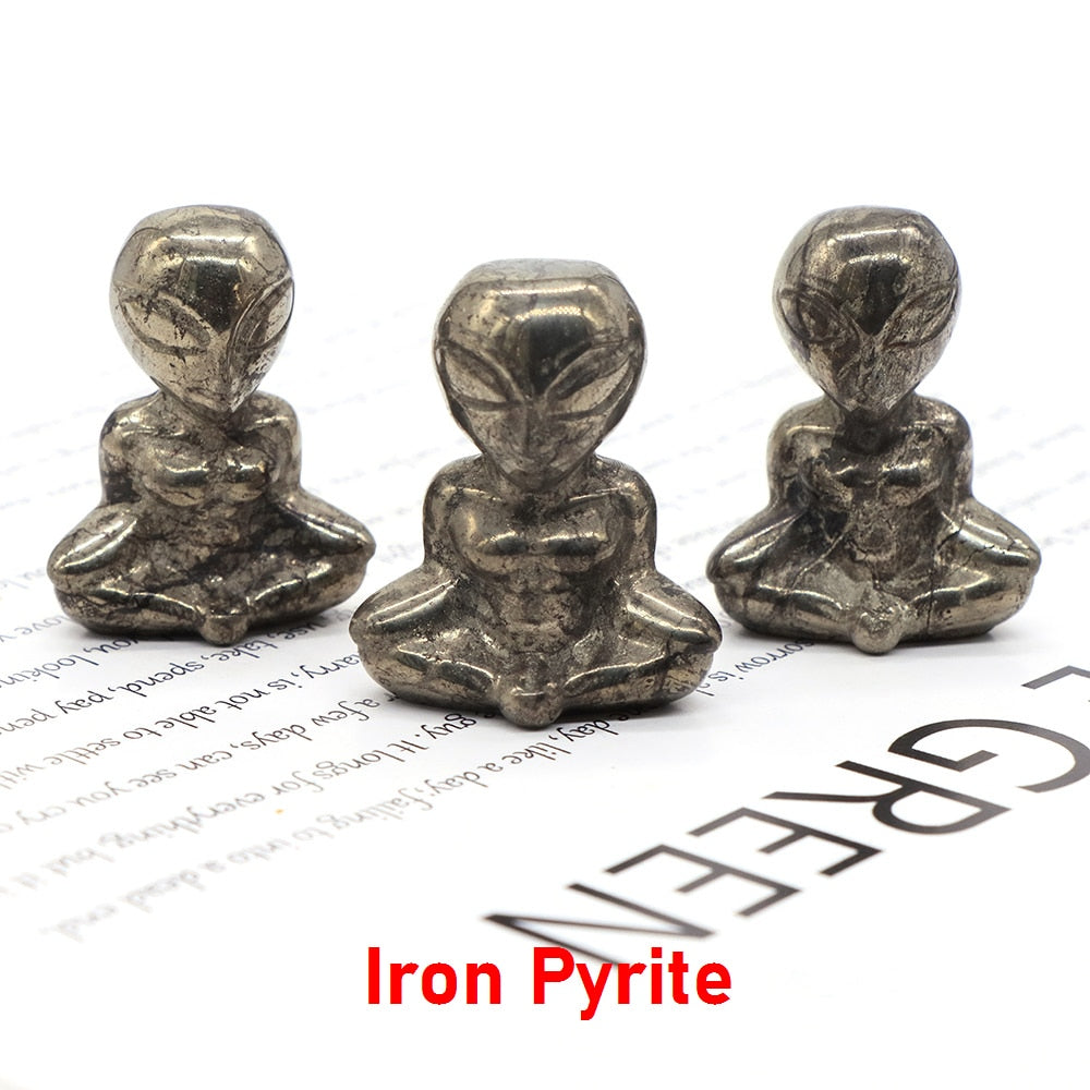 1.6" Yoga Alien Statue Natural Reiki Stone Crystal Carved Abstract Art Crafts Healing Meditation Home Bedroom Decoration Gift acacuss