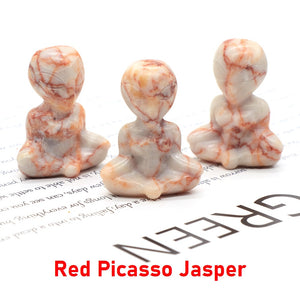 1.6" Yoga Alien Statue Natural Reiki Stone Crystal Carved Abstract Art Crafts Healing Meditation Home Bedroom Decoration Gift acacuss