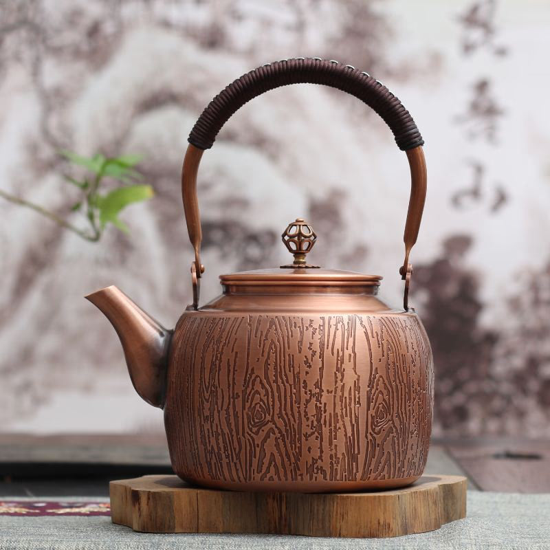 1.7L Red Copper Kettle Pure Handmade Copper Teapot Kung Fu Tea Kettle Large Capacity Boil Water Kettle Antique Kitchenware acacuss