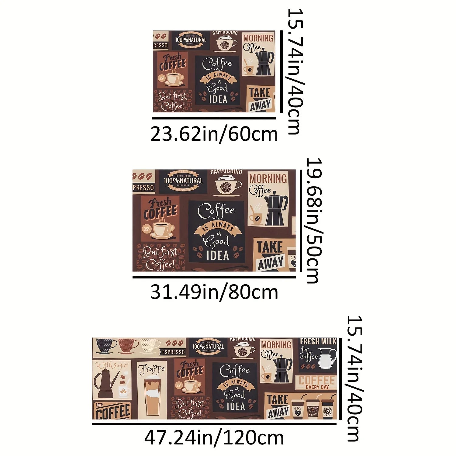 1 Kitchen Soft Mat, Vintage Coffee Printed Fluffy Mat, Machine Washable Kitchen Door Mat, Bedroom Corridor Entrance Mat acacuss