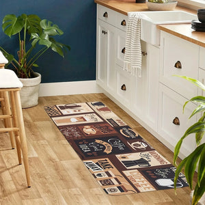 1 Kitchen Soft Mat, Vintage Coffee Printed Fluffy Mat, Machine Washable Kitchen Door Mat, Bedroom Corridor Entrance Mat acacuss