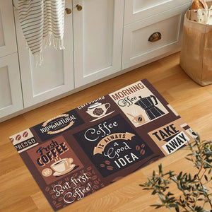 1 Kitchen Soft Mat, Vintage Coffee Printed Fluffy Mat, Machine Washable Kitchen Door Mat, Bedroom Corridor Entrance Mat acacuss