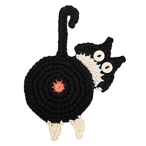 1 PC Knit Cup Coaster Cute Animal Coffee Mug Mat Table Heat Insulation Cat Butt Dining Mat Home Kitchen Decoration Pad acacuss