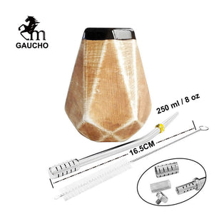 1 PC/Lot Gaucho Yerba Mate Gourds Ceramic Calabash Cups 250 ML With Filter Straw Bombilla & Cleaning Brush acacuss