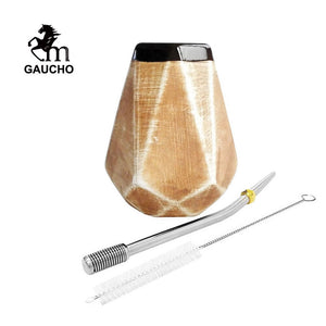 1 PC/Lot Gaucho Yerba Mate Gourds Ceramic Calabash Cups 250 ML With Filter Straw Bombilla & Cleaning Brush acacuss