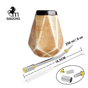 1 PC/Lot Gaucho Yerba Mate Gourds Ceramic Calabash Cups 250 ML With Filter Straw Bombilla & Cleaning Brush acacuss