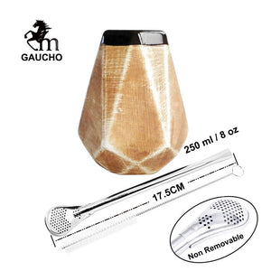 1 PC/Lot Gaucho Yerba Mate Gourds Ceramic Calabash Cups 250 ML With Filter Straw Bombilla & Cleaning Brush acacuss