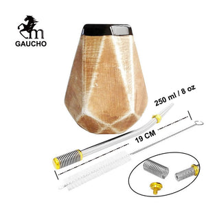 1 PC/Lot Gaucho Yerba Mate Gourds Ceramic Calabash Cups 250 ML With Filter Straw Bombilla & Cleaning Brush acacuss