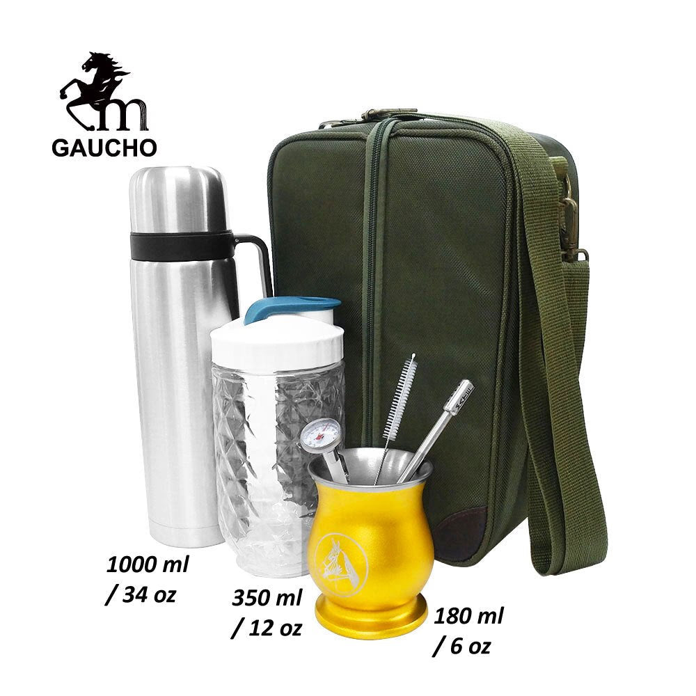 1 PC/Lot Gaucho Yerba Mate Travel Sets Stainless Gourds Calabash Cups & Thermos & Bombilla Filter Straw Tea Cans acacuss