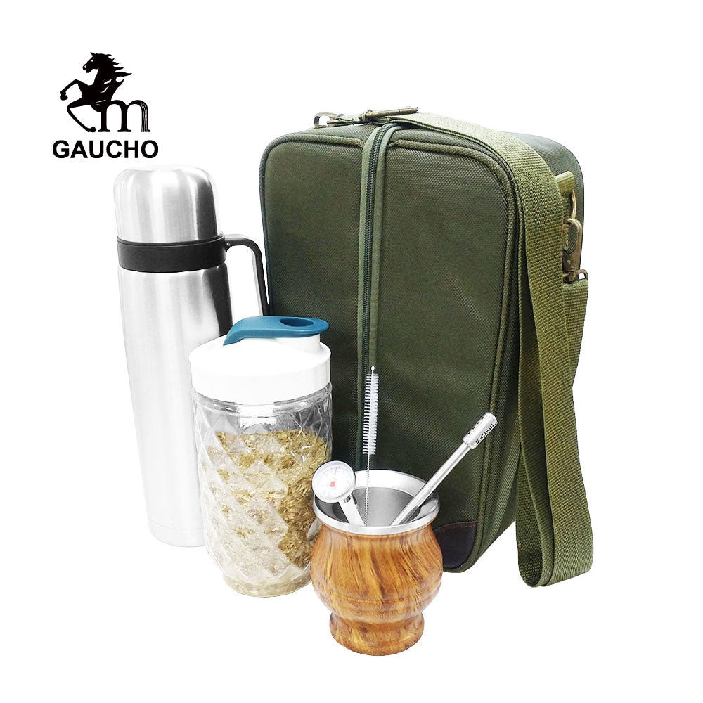 1 PC/Lot Gaucho Yerba Mate Travel Sets Stainless Gourds Calabash Cups & Thermos & Bombilla Filter Straw Tea Cans acacuss