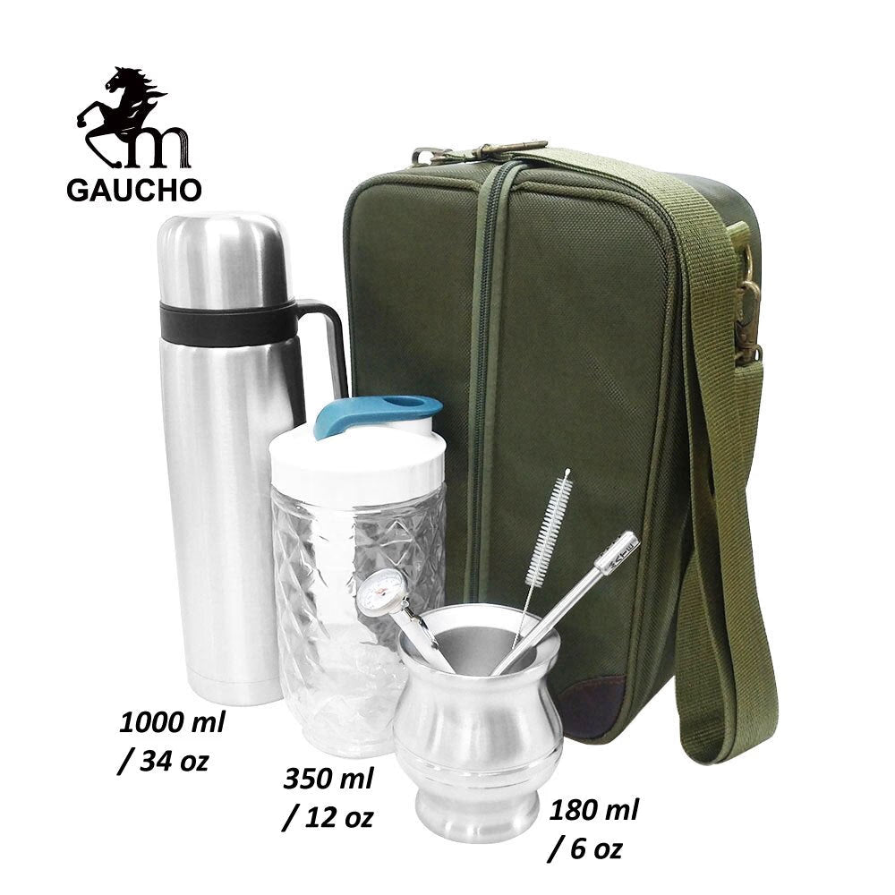 1 PC/Lot Gaucho Yerba Mate Travel Sets Stainless Gourds Calabash Cups & Thermos & Bombilla Filter Straw Tea Cans acacuss