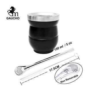 1 PC/Lot Yerba Mate Gourds Set  Stainless Cup Calabash 5 OZ & Straw Bombilla & Cleaning Brush Special For Lady and Children acacuss