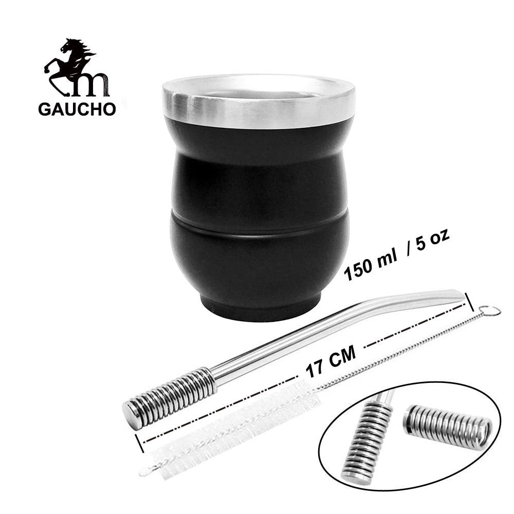 1 PC/Lot Yerba Mate Gourds Set  Stainless Cup Calabash 5 OZ & Straw Bombilla & Cleaning Brush Special For Lady and Children acacuss