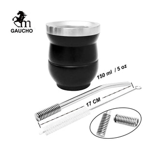 1 PC/Lot Yerba Mate Gourds Set  Stainless Cup Calabash 5 OZ & Straw Bombilla & Cleaning Brush Special For Lady and Children acacuss