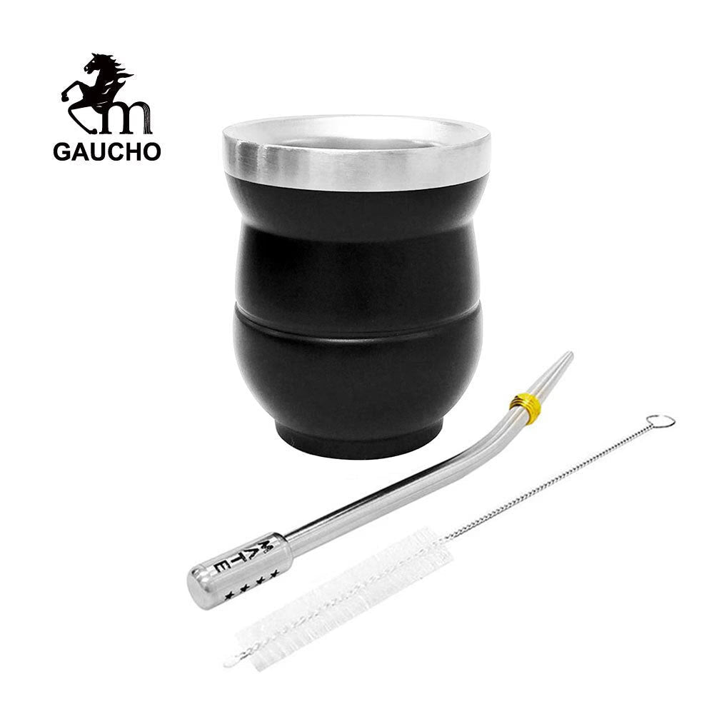 1 PC/Lot Yerba Mate Gourds Set  Stainless Cup Calabash 5 OZ & Straw Bombilla & Cleaning Brush Special For Lady and Children acacuss