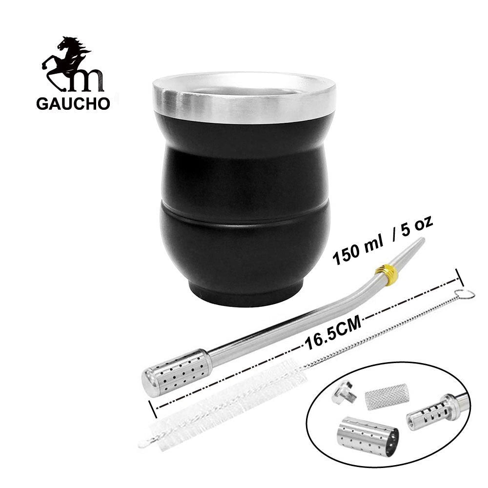 1 PC/Lot Yerba Mate Gourds Set  Stainless Cup Calabash 5 OZ & Straw Bombilla & Cleaning Brush Special For Lady and Children acacuss