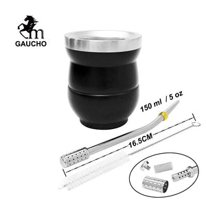 1 PC/Lot Yerba Mate Gourds Set  Stainless Cup Calabash 5 OZ & Straw Bombilla & Cleaning Brush Special For Lady and Children acacuss