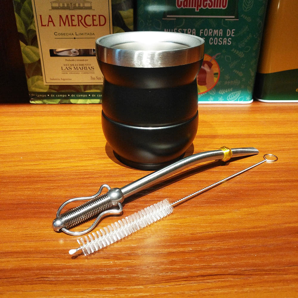 1 PC/Lot Yerba Mate Gourds Set  Stainless Cup Calabash 5 OZ & Straw Bombilla & Cleaning Brush Special For Lady and Children acacuss