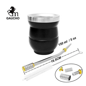 1 PC/Lot Yerba Mate Gourds Set  Stainless Cup Calabash 5 OZ & Straw Bombilla & Cleaning Brush Special For Lady and Children acacuss