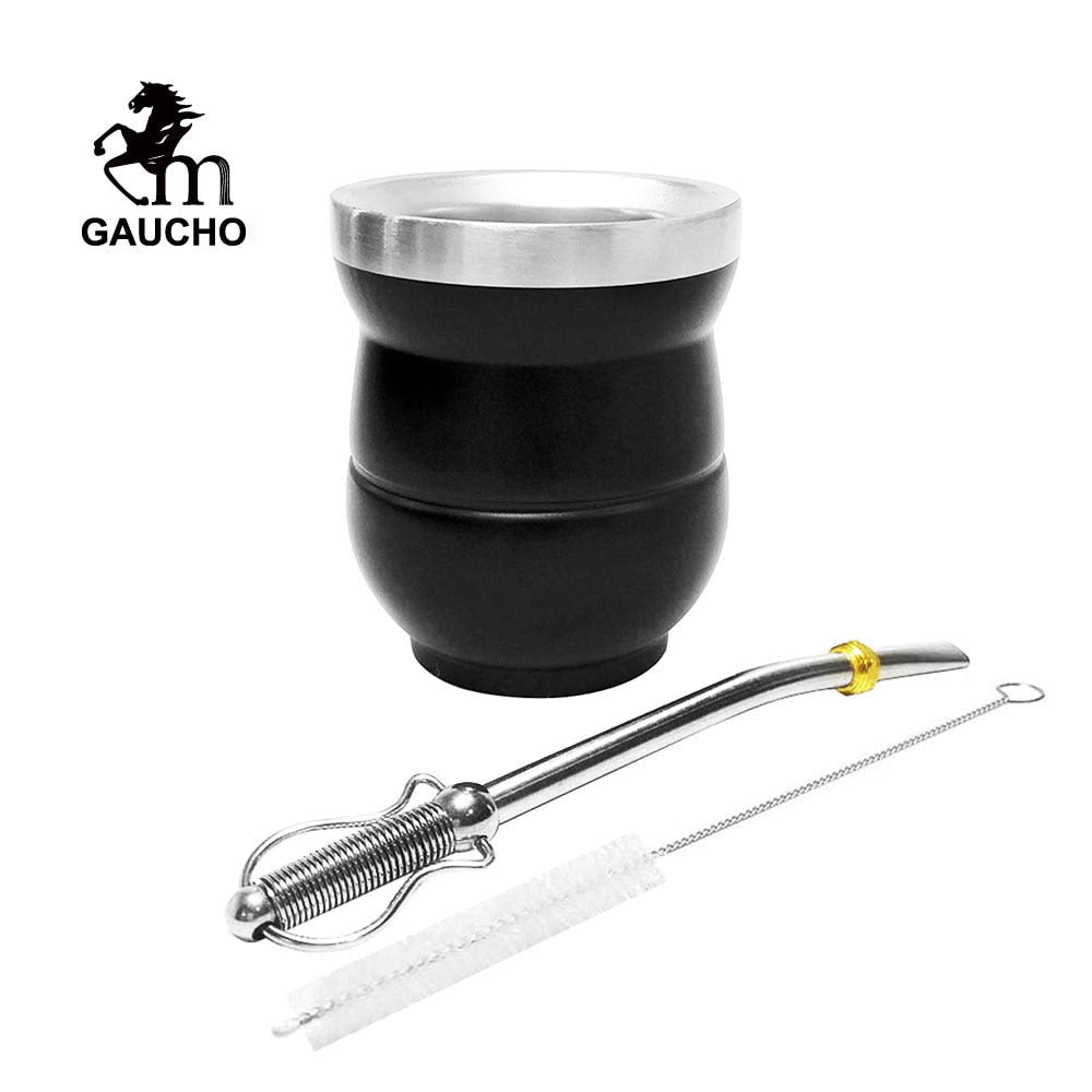 1 PC/Lot Yerba Mate Gourds Set  Stainless Cup Calabash 5 OZ & Straw Bombilla & Cleaning Brush Special For Lady and Children acacuss