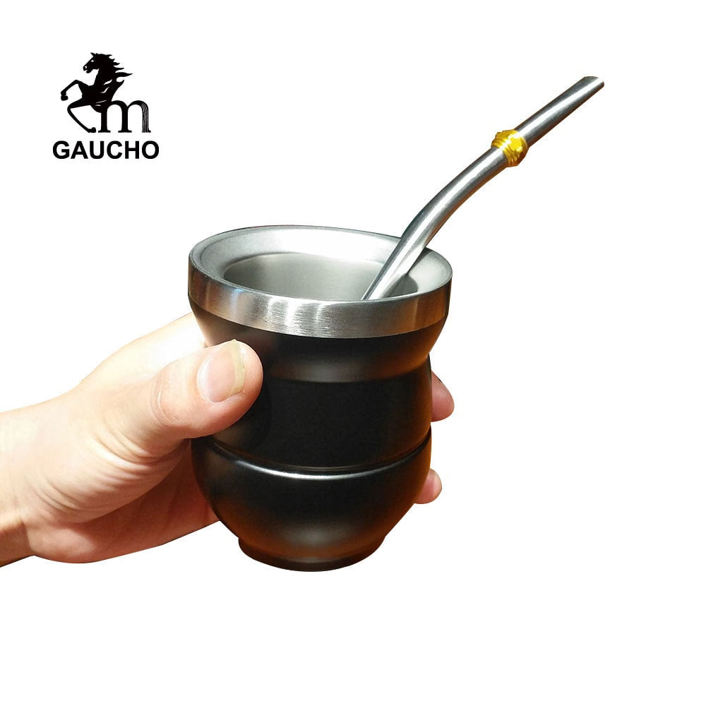 1 PC/Lot Yerba Mate Gourds Set  Stainless Cup Calabash 5 OZ & Straw Bombilla & Cleaning Brush Special For Lady and Children acacuss