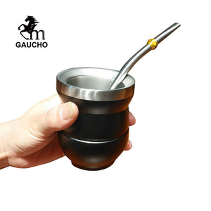 1 PC/Lot Yerba Mate Gourds Set  Stainless Cup Calabash 5 OZ & Straw Bombilla & Cleaning Brush Special For Lady and Children acacuss