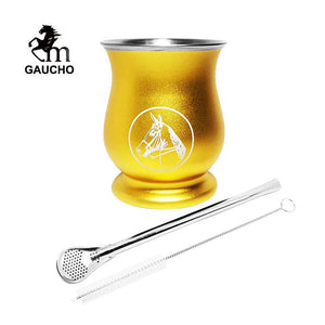 1 PC/Lot Yerba Mate Kits Include Stainless Gourds Calabash Cup 6 OZ & Straw Filter Bombilla & Cleaning Brush acacuss