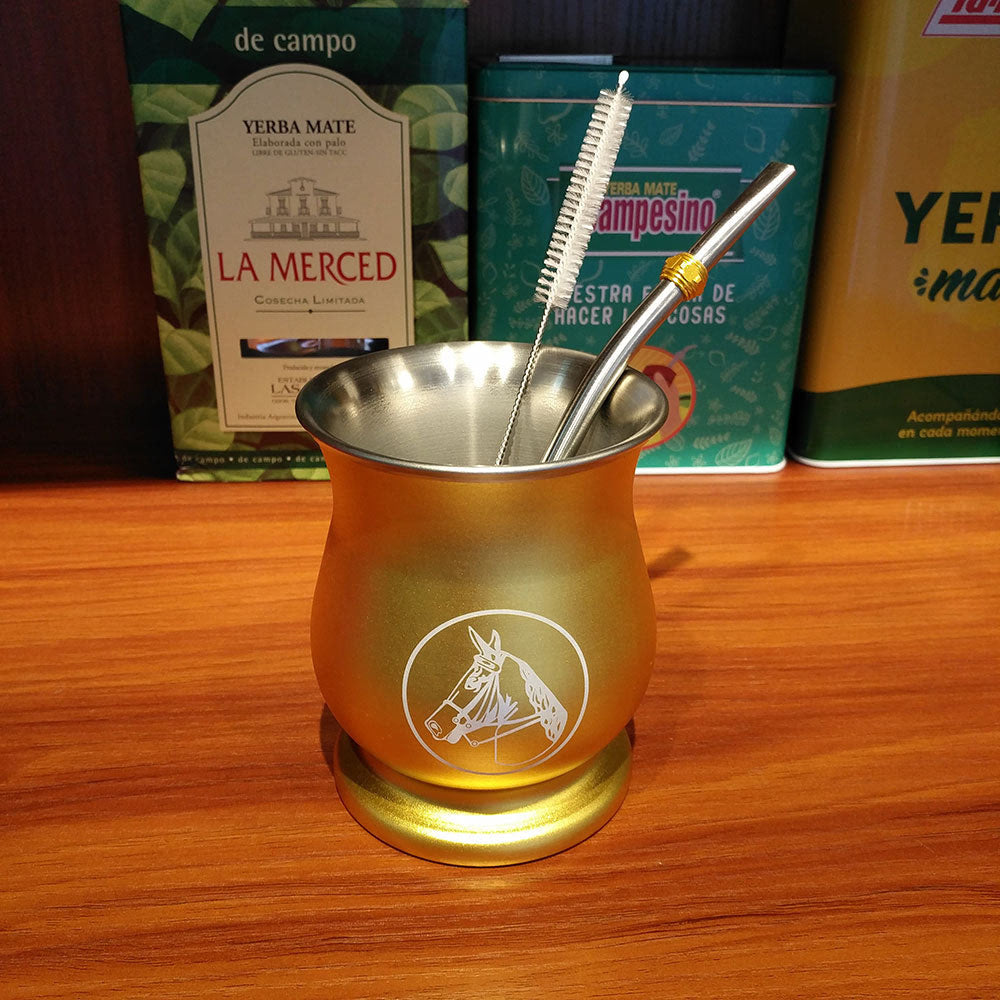 1 PC/Lot Yerba Mate Kits Include Stainless Gourds Calabash Cup 6 OZ & Straw Filter Bombilla & Cleaning Brush acacuss