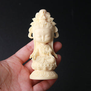 1 Set Cartoon Lotus Guanyin Sculpture ，modern art sculpture，High-end boutique engraving，Cute Home Bedroom Artwork acacuss