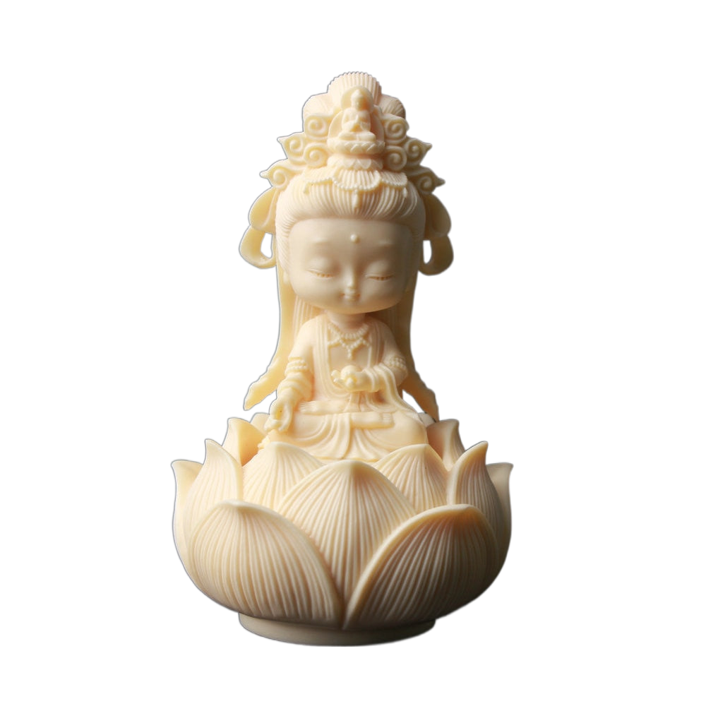1 Set Cartoon Lotus Guanyin Sculpture ，modern art sculpture，High-end boutique engraving，Cute Home Bedroom Artwork acacuss