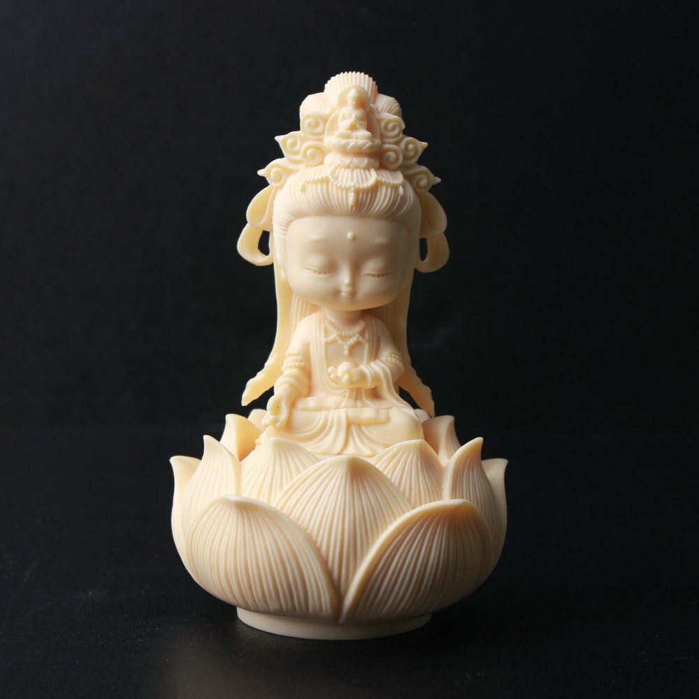 1 Set Cartoon Lotus Guanyin Sculpture ，modern art sculpture，High-end boutique engraving，Cute Home Bedroom Artwork acacuss