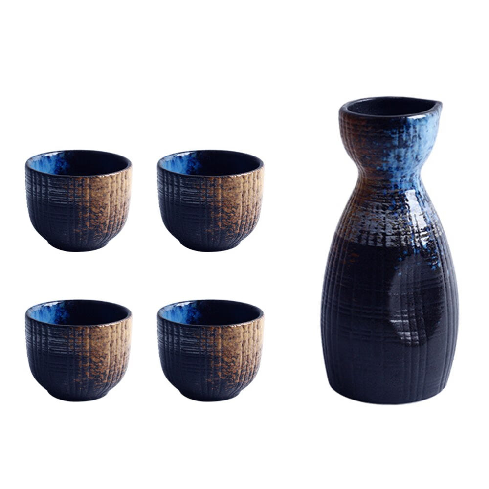 1 Set Exquisite Japanese Style Ceramics Sake Cup Sake Pot Retro Sake Set Japanese Retro Simple Ceramic Sake Cup And Pot Set acacuss