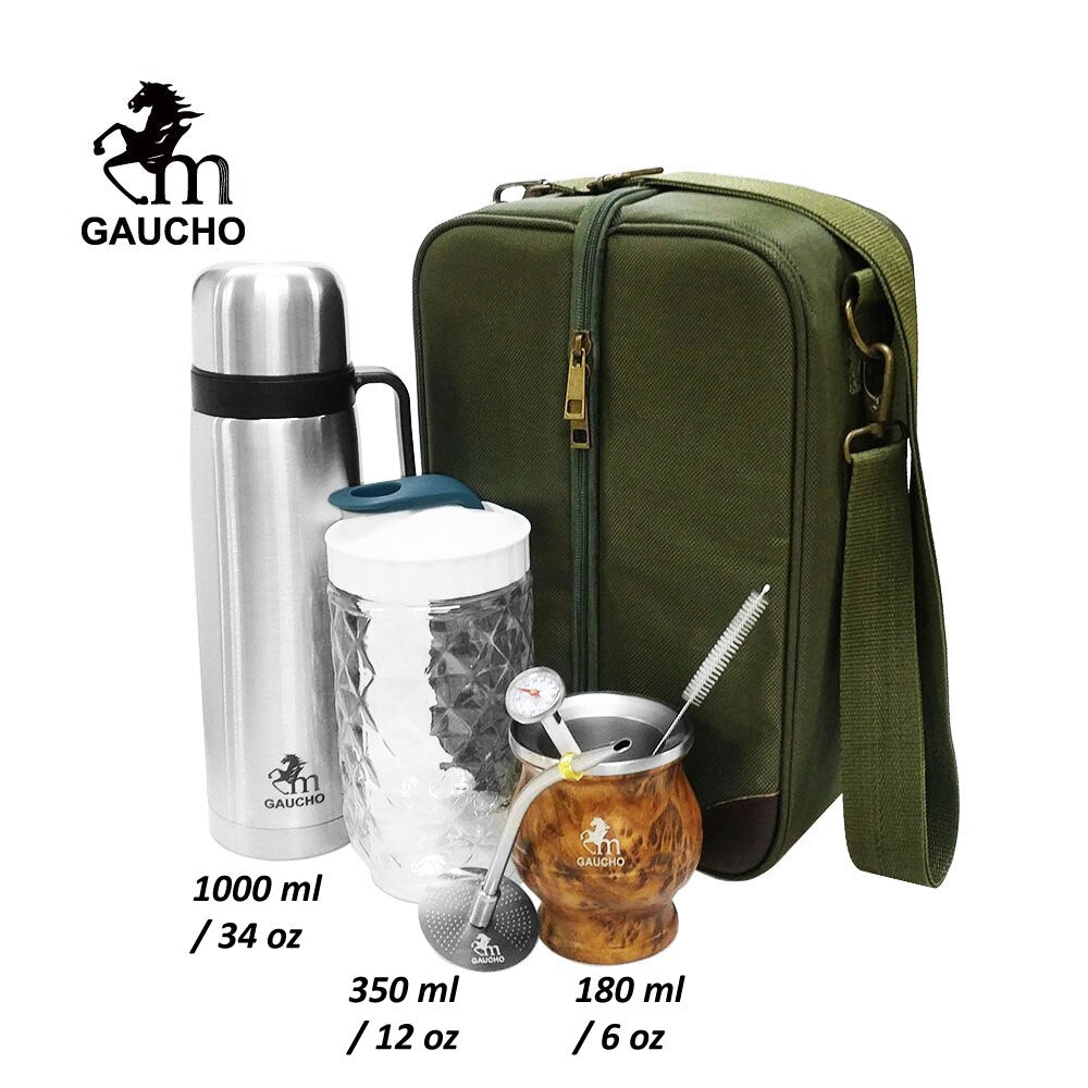 1 Set/Lot Gaucho Yerba Mate Travel Kits Is Convenient For Loading Stainless Thermos & Gourds  Bombilla Straw - Tea Can acacuss