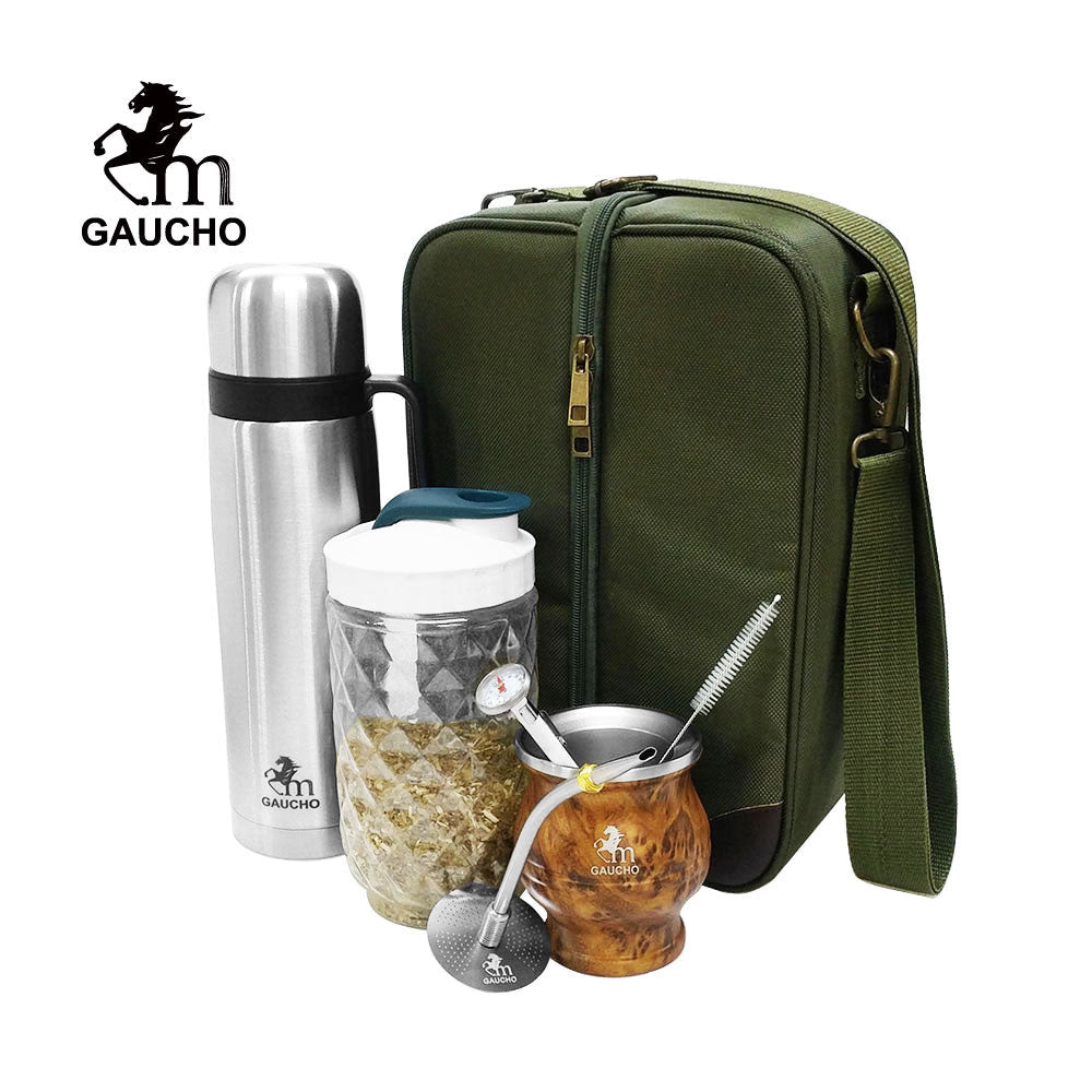 1 Set/Lot Gaucho Yerba Mate Travel Kits Is Convenient For Loading Stainless Thermos & Gourds  Bombilla Straw - Tea Can acacuss