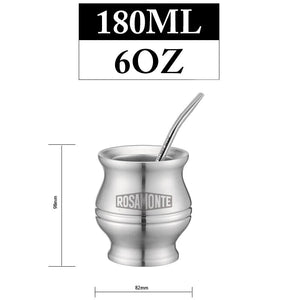 1 Set/Lot Yerba Mate Gourds Stainless Steel Calabash Cups Kits Double Wall Heat Insulation With Straw And Cleaning Brush acacuss