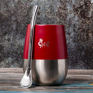 1 Set/Lot Yerba Mate Gourds Stainless Steel Calabash Cups Kits Double Wall Heat Insulation With Straw And Cleaning Brush acacuss