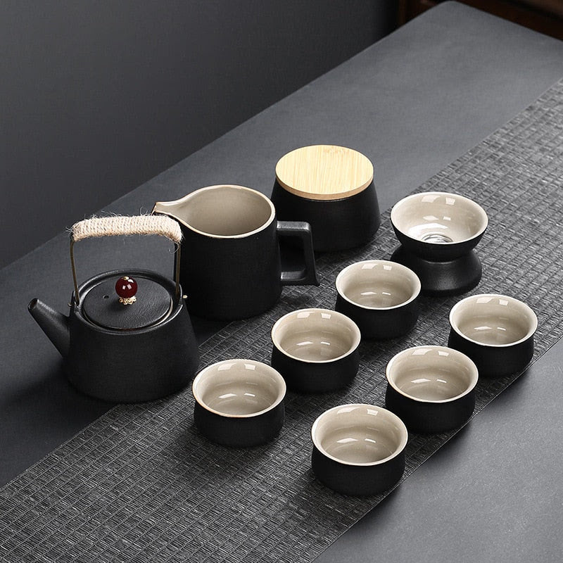 10/11pcs Portable Travel Tea Set Ceramic Teapot Cup Japanese Kung Fu Teaset Puer Kettle Gaiwan Tea Ceremony Teaware Teacup acacuss