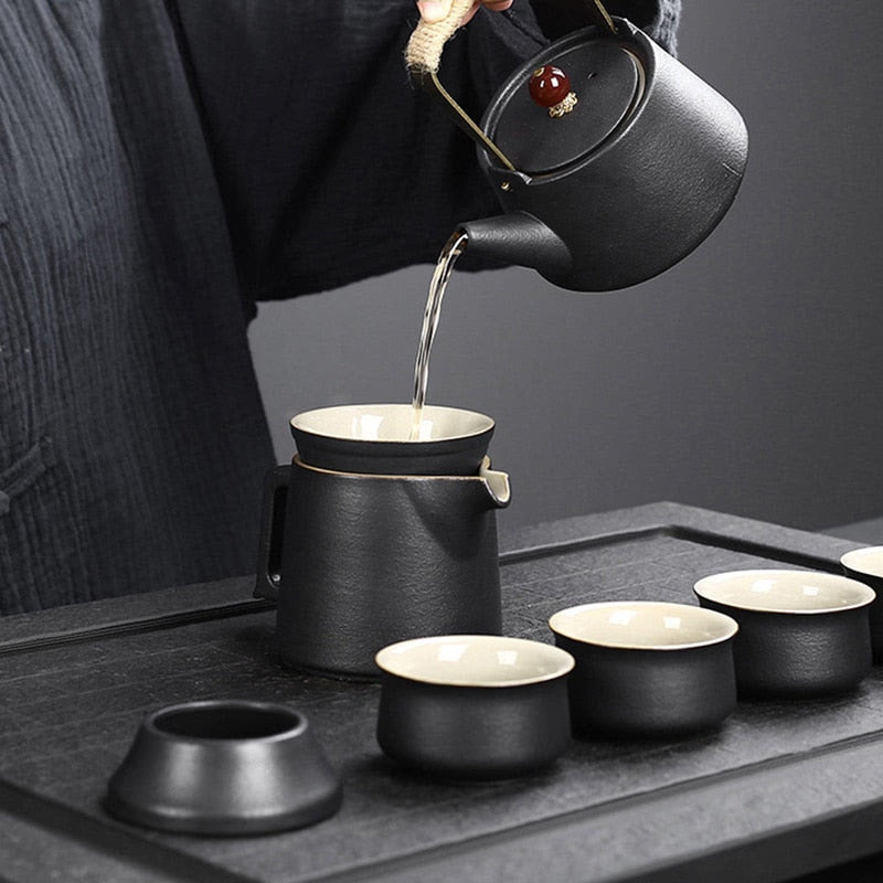 10/11pcs Portable Travel Tea Set Ceramic Teapot Cup Japanese Kung Fu Teaset Puer Kettle Gaiwan Tea Ceremony Teaware Teacup acacuss